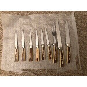 Vintage 9 Piece Knives Treasure Chest Regent Sheffield England Stainless